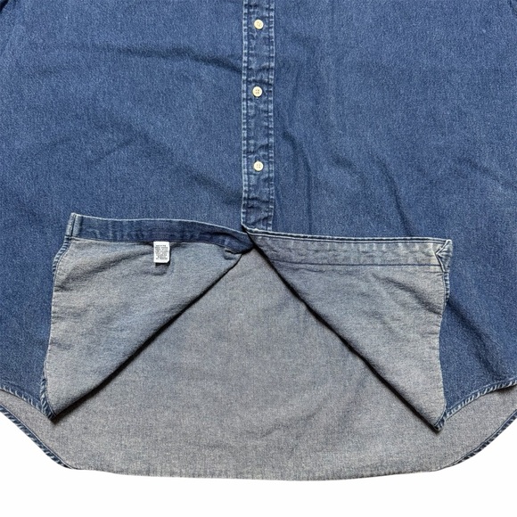 Vintage Ralph Lauren Blaire Blue Denim Button Up Long Sleeve Shirt XL Pony Logo - Picture 4 of 7